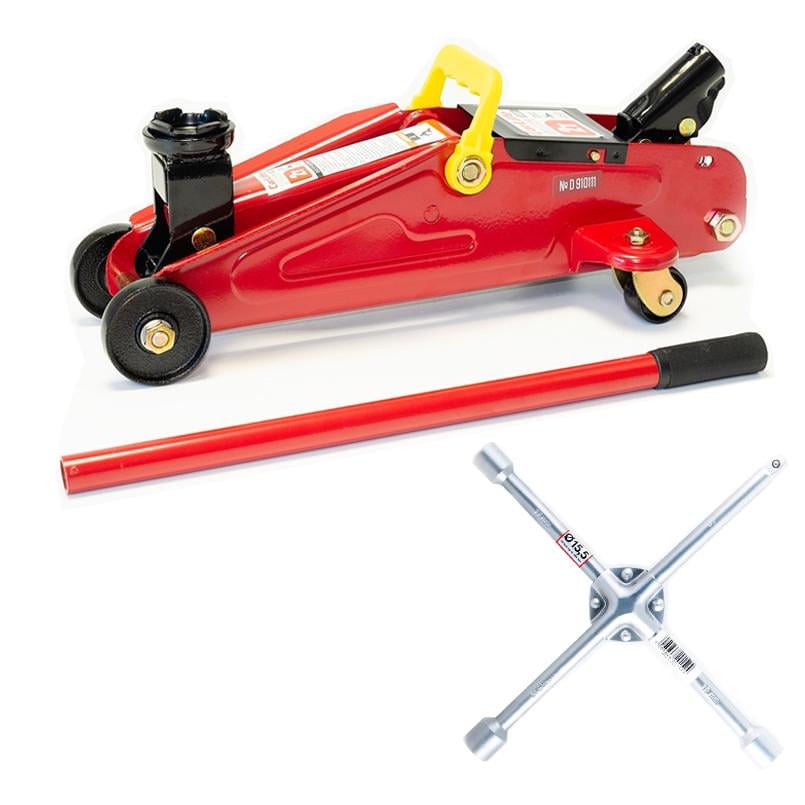 Домкрат подкатной Carlife с крестообразным ключом (na_124)