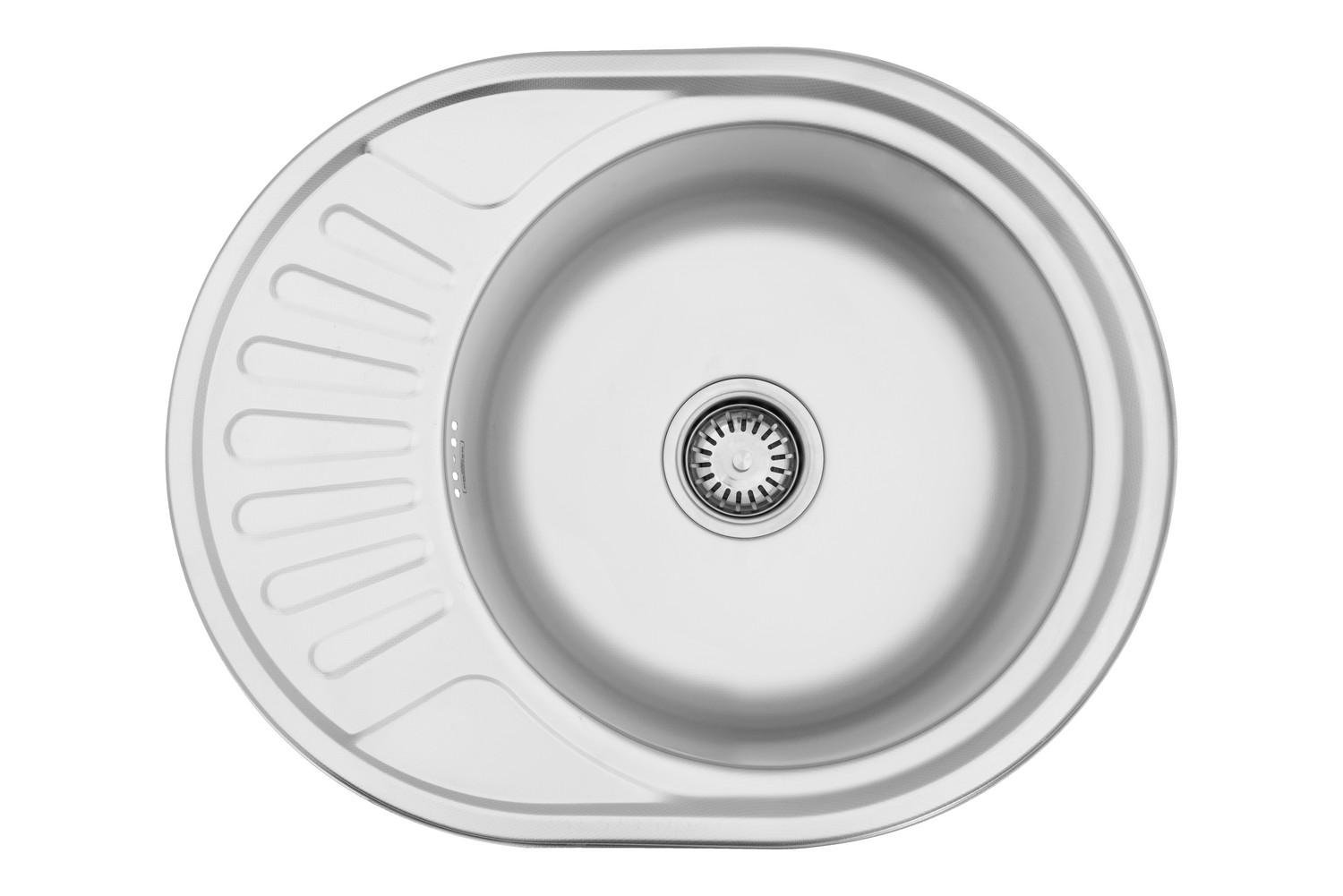 Мойка кухонная Kroner CV022774 из нержавеющей стали овальная 570x450 мм 0.8 мм (25956675)