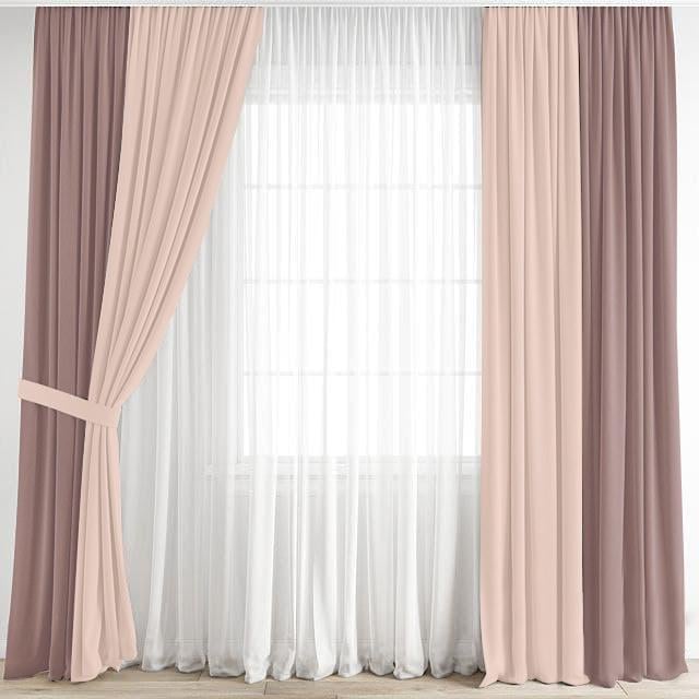 Комплект штор Academy Gardin Двухцветный 300х250 см 2 шт. Пепельно-розовый/Бежево-розовый