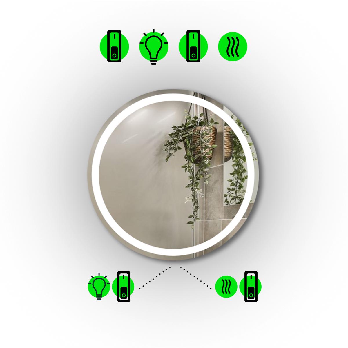 Зеркало с LED подсветкой Amica с двумя механическими включателями и подогревом 60x60 см (Amica/600x600/9191/2/1)