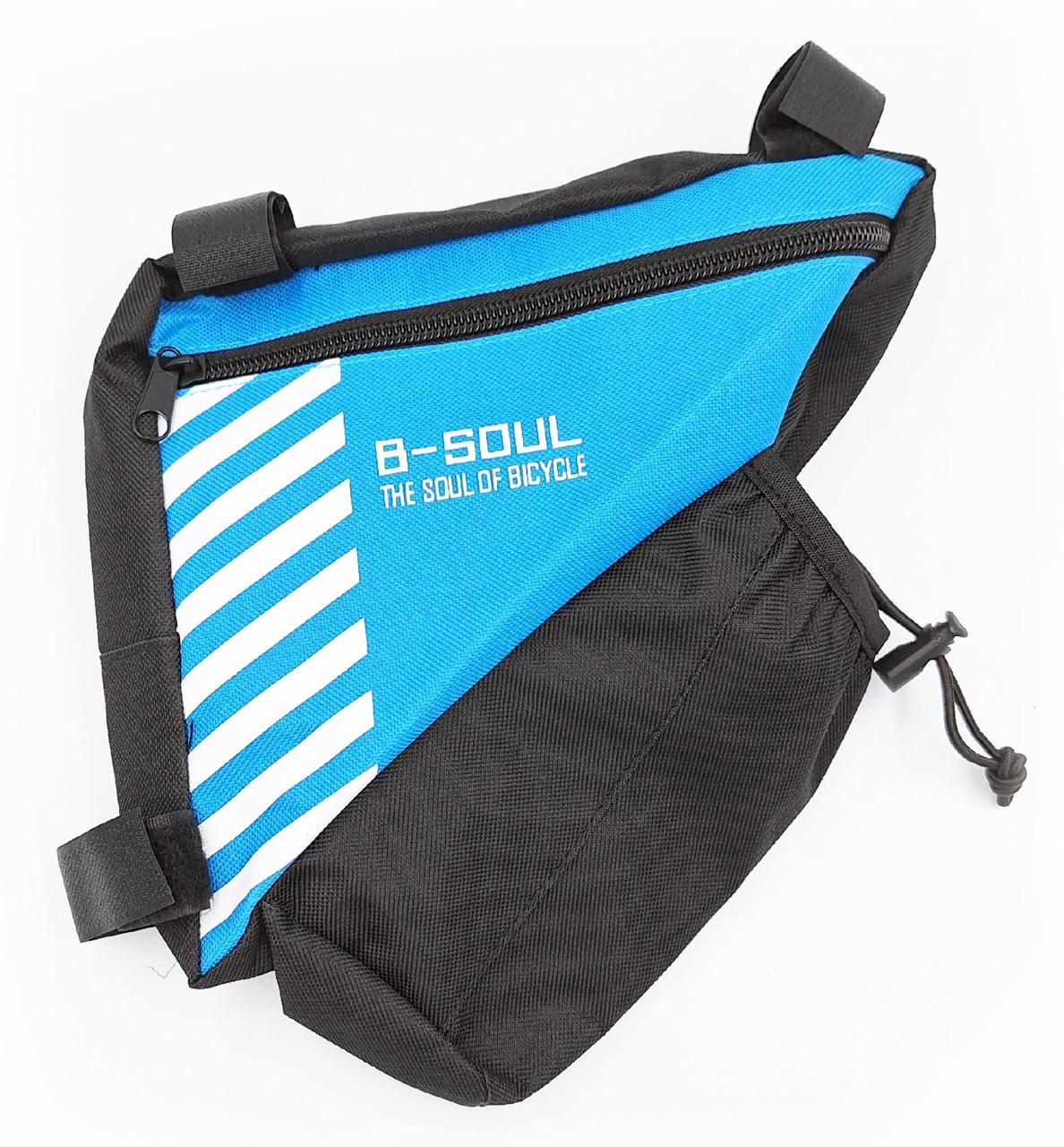 Велосумка під раму B-Soul bao-009 з кишенею для фляги Чорно-блакитний (G00004952)