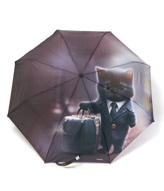 Зонт женский полуавтомат Fiaba на 8 спиц с котом Темно-пурпурный (F23-028) Зонт женский полуавтомат Fiaba на 8 спиц с котом Темно-пурпурный (F23-028)