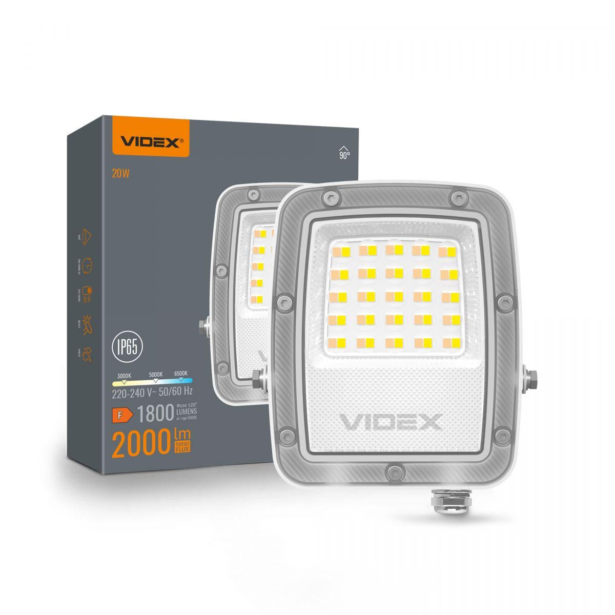Прожектор Videx F5 20W 3000-5000-6500K 230V White (VL-F5-020CW)