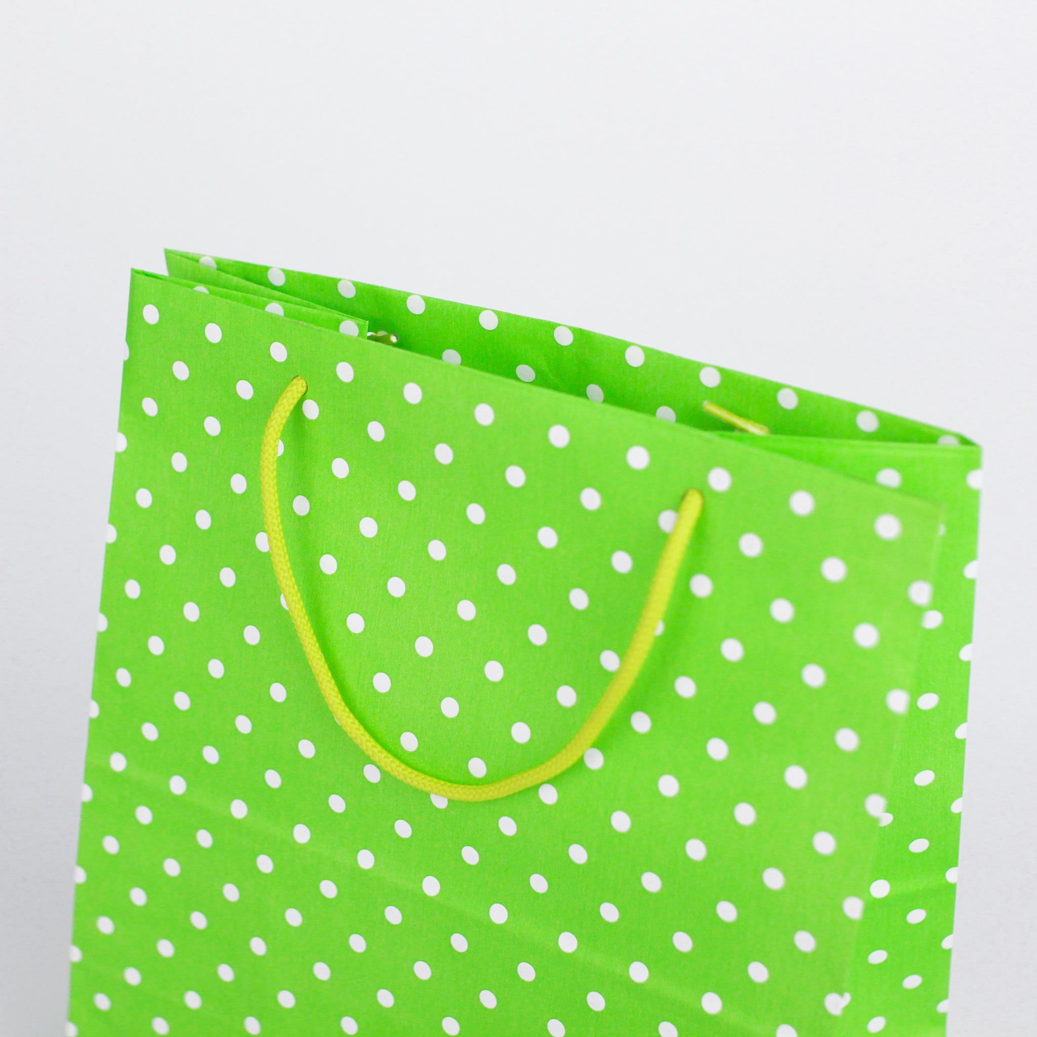 Пакет у горошок подарунковий із ручками 20 шт. 260х150х320 мм Зелений - фото 4 Пакет у горошок подарунковий із ручками 20 шт. 260х150х320 мм Зелений - фото 4