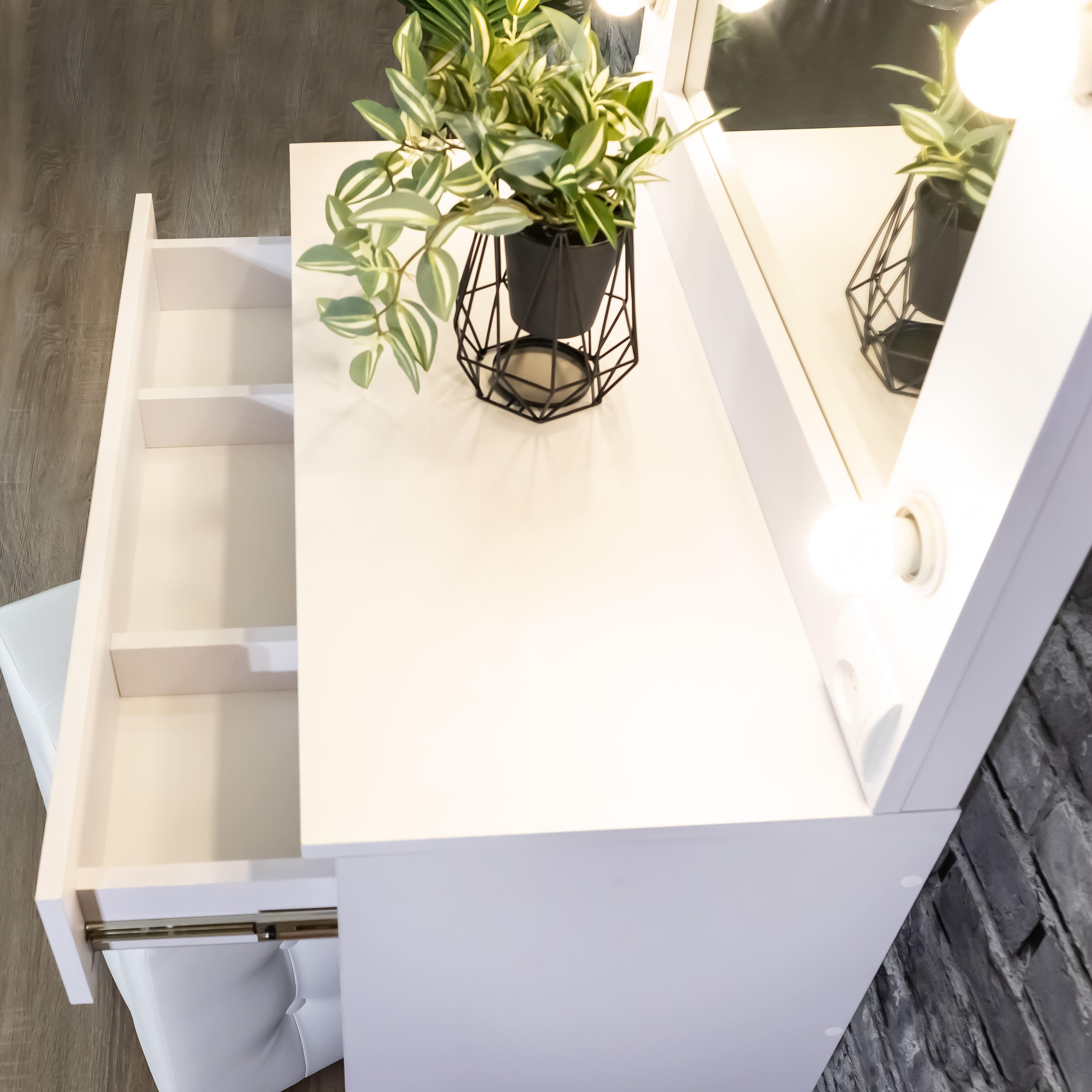 Стіл макіяжний з Led лампами 160х80х40 см Білий (01/1) - фото 7