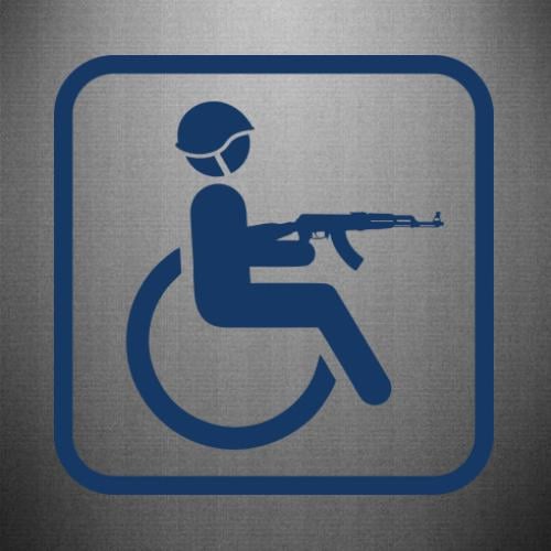 Наклейка Военный с инвалидностью и винтовкой 50x50 см (25370471)