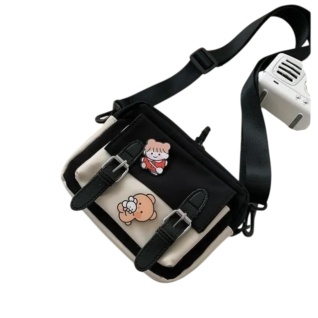 Сумка для подростка девочки с карманами Черно-белый (А418)