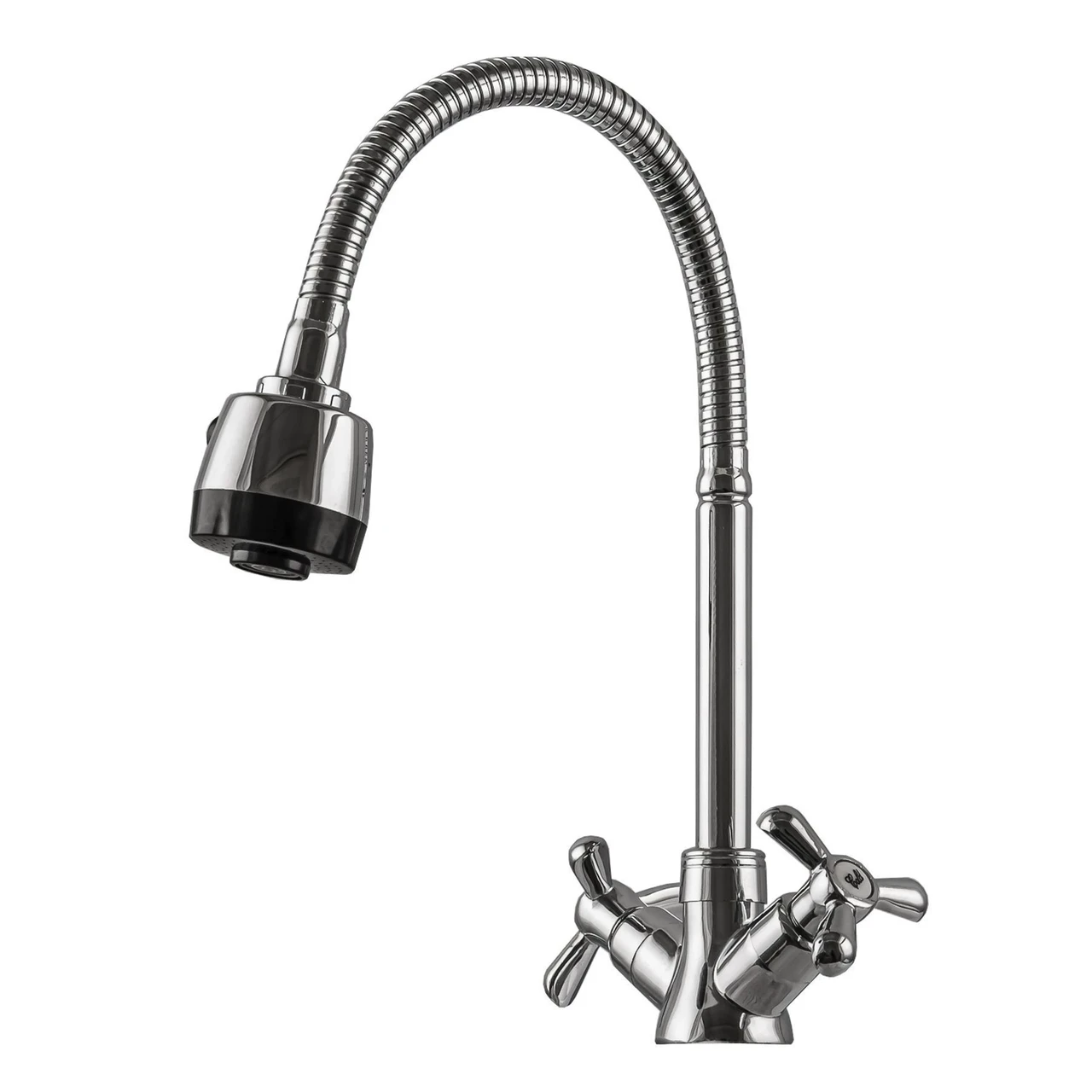 Смеситель для кухни DOMINO DK-H1-2N-103MA Chrom крест керамика с гофровиливом (1000000258)