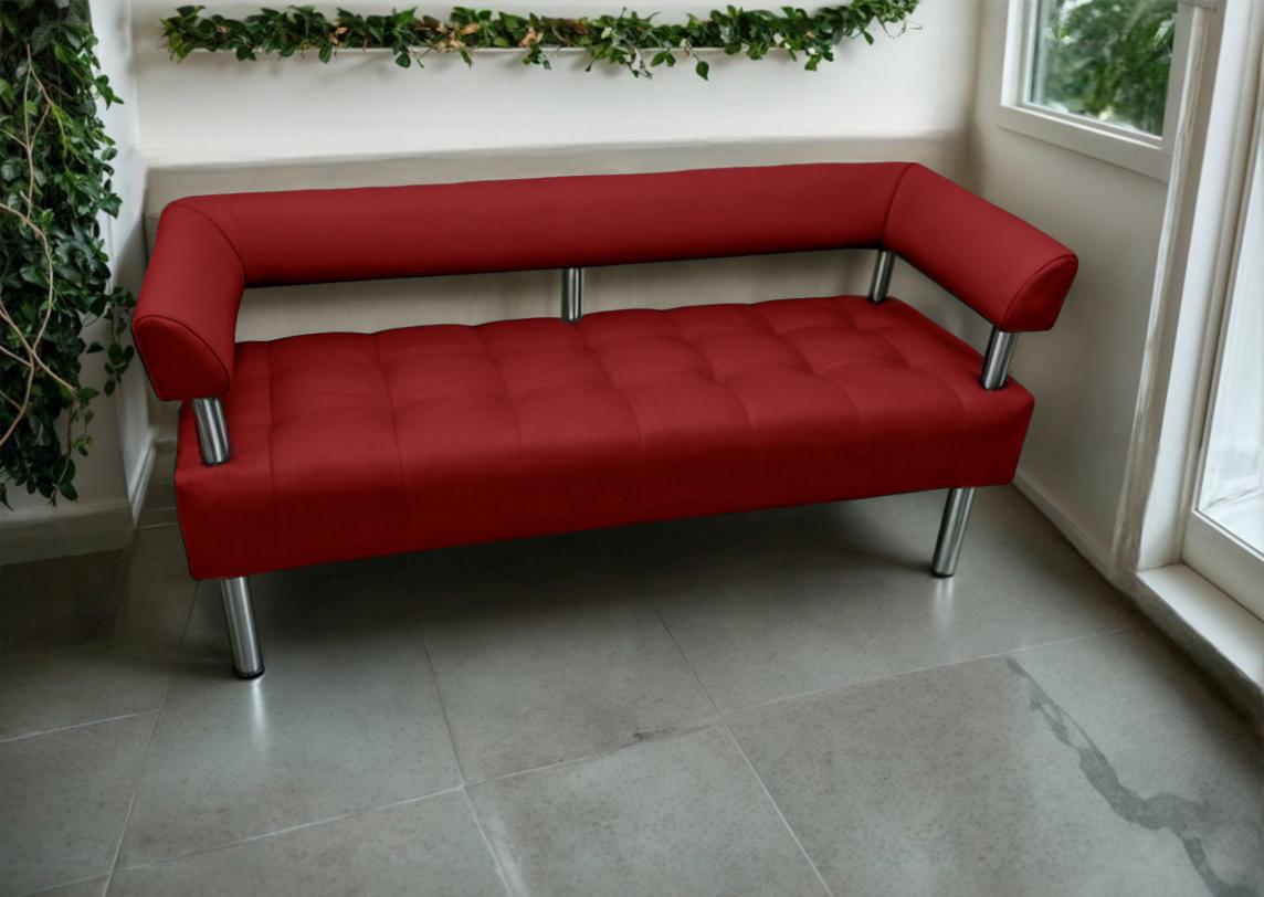 Диван офісний Tobi Sho Комфорт зі спинкою та підлокітниками 1800x530x750 мм шкірозамінник Червоний (2210) Диван офісний Tobi Sho Комфорт зі спинкою та підлокітниками 1800x530x750 мм шкірозамінник Червоний (2210)