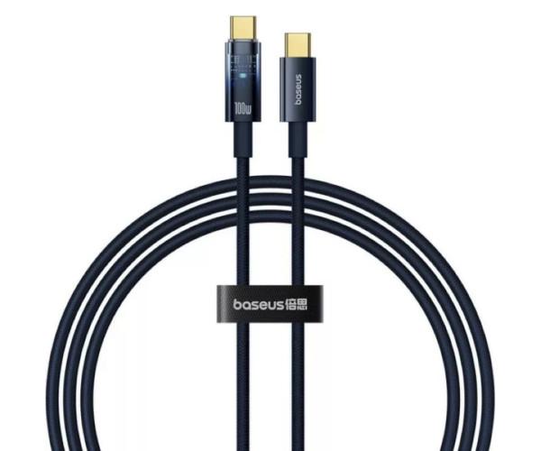 Кабель BASEUS Explorer Charging with Auto Shutdown Type-C to Type-C 100W 2 м Deepsea Blue