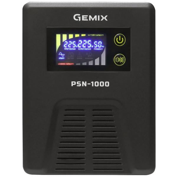 Джерело безперебійного живлення Gemix PSN-1000 1000VA/600 Вт 12V/220V 13A 2xSchuko без АКБ Black (PSN-1000)