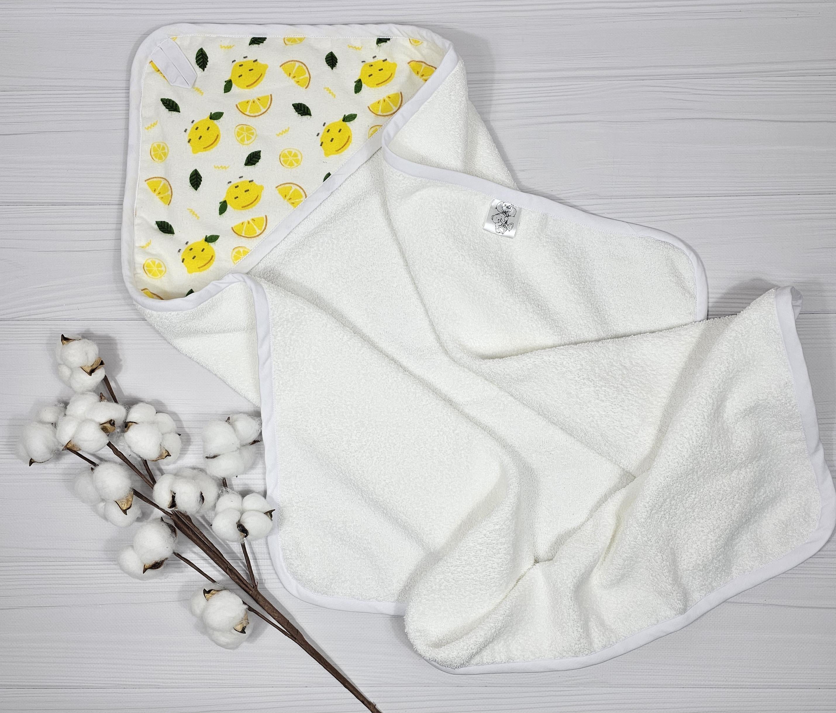 Полотенце-уголок детское a.l.babybox Лимон 80х80 см Белый (24345734)