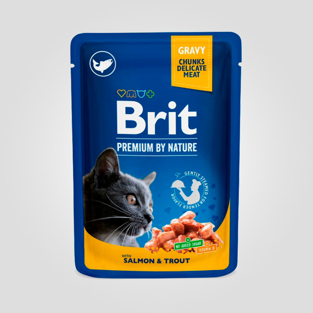 Корм вологий Brit Premium Cat Pouch для котів з лососем і фореллю 100 г (20504659) Корм вологий Brit Premium Cat Pouch для котів з лососем і фореллю 100 г (20504659)