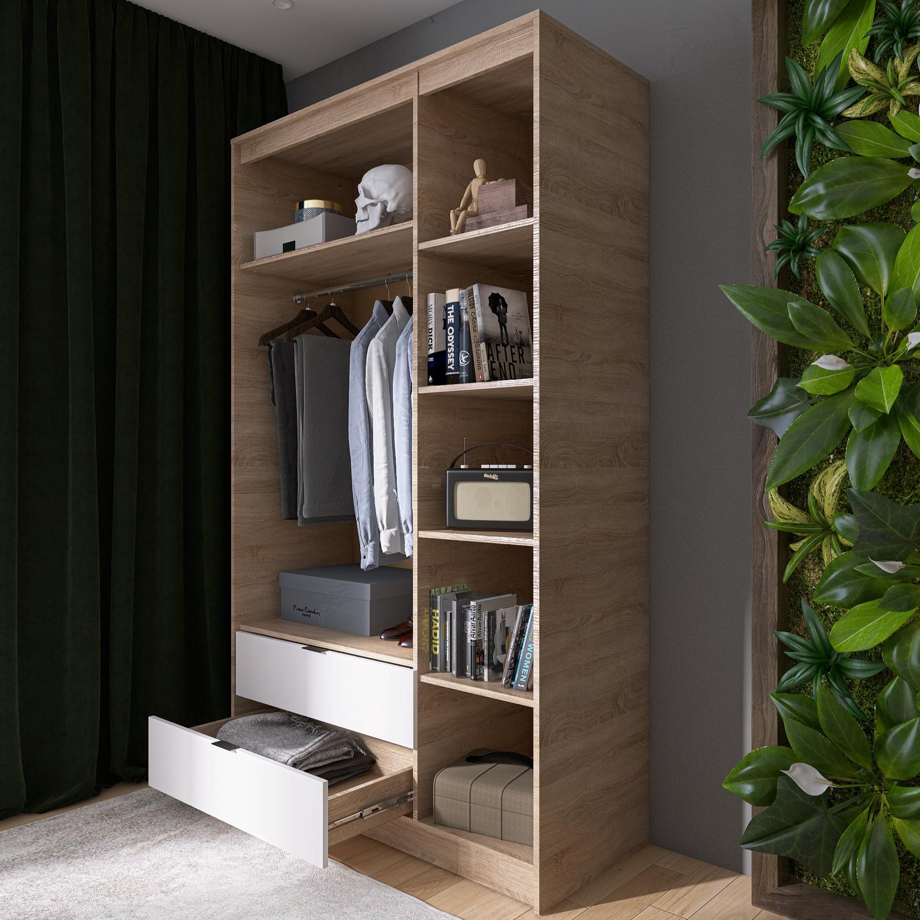 Шкаф Everest Сити 1200 1202х500х2046 мм Сонома/Белый (11431) - фото 4 Шкаф Everest Сити 1200 1202х500х2046 мм Сонома/Белый (11431) - фото 4