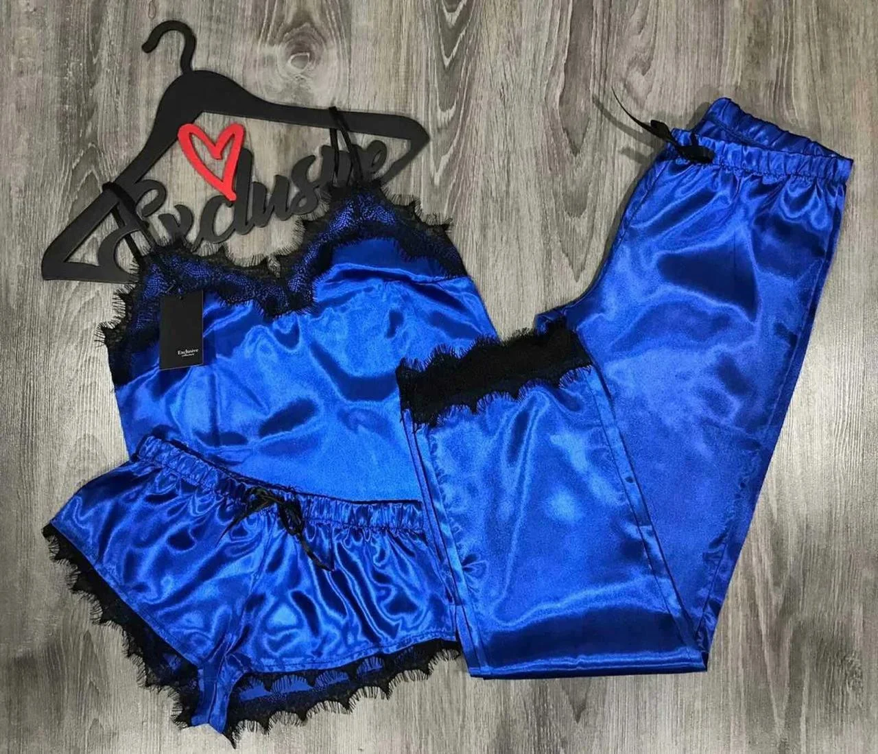 Піжама трійка Fashions Феліша з мереживом р. 48-50 Темно-синій (815/6/8/24-на)