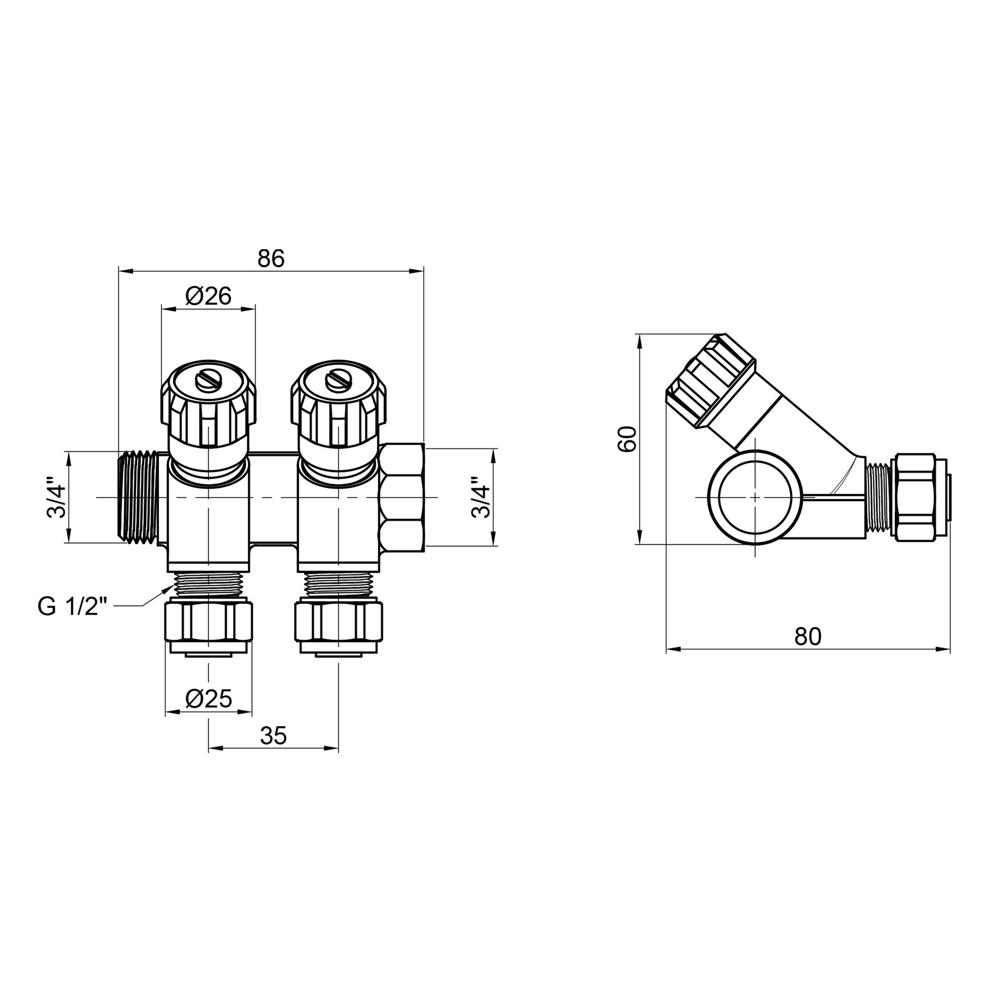 Колектор SD Plus 3/4" 2 виходи SD230W2 - фото 2