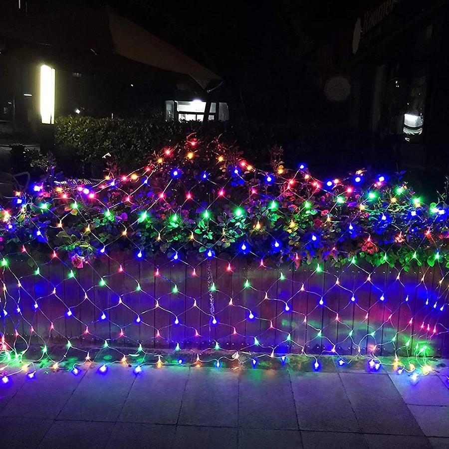 Гирлянда-сетка уличная от сети прозрачный шнур 1,5х1,5 м 120LED Разноцветный (1000-RV31M)