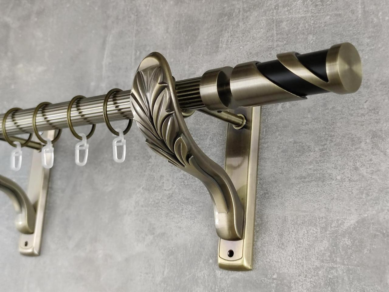 Карниз MStyle металлический для штор однорядный Сиена 25 мм рифленый 240 см Антик (5012492)