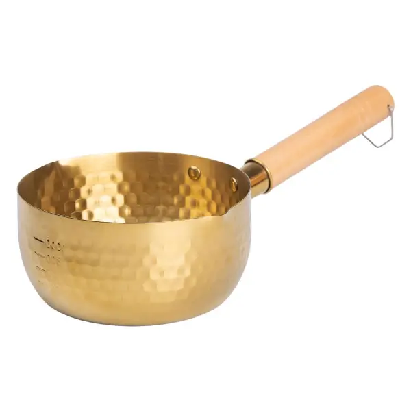 Сотейник для соусів Zhongjing із нержавіючої сталі з дерев'яною ручкою 1,4 л Золотий (147-107- HP-19-24-16CM)