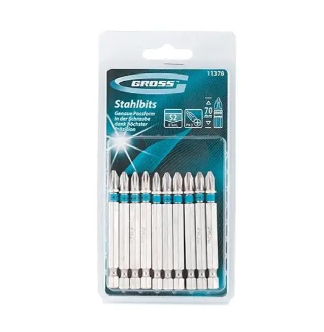Набор бит Gross 11378 РН2х70 сталь S2 10 шт.