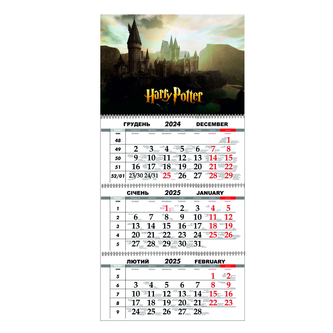 Календарь настенный Гаррі Поттер на 2025 год квартальный (21822067)