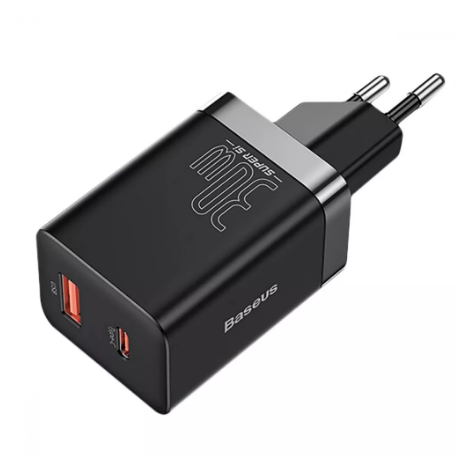Зарядний пристрій мережевий Baseus Super Si Pro Quick Charger Type-C/USB 30W Black (ccsupp-e01) - фото 1 Зарядний пристрій мережевий Baseus Super Si Pro Quick Charger Type-C/USB 30W Black (ccsupp-e01) - фото 1