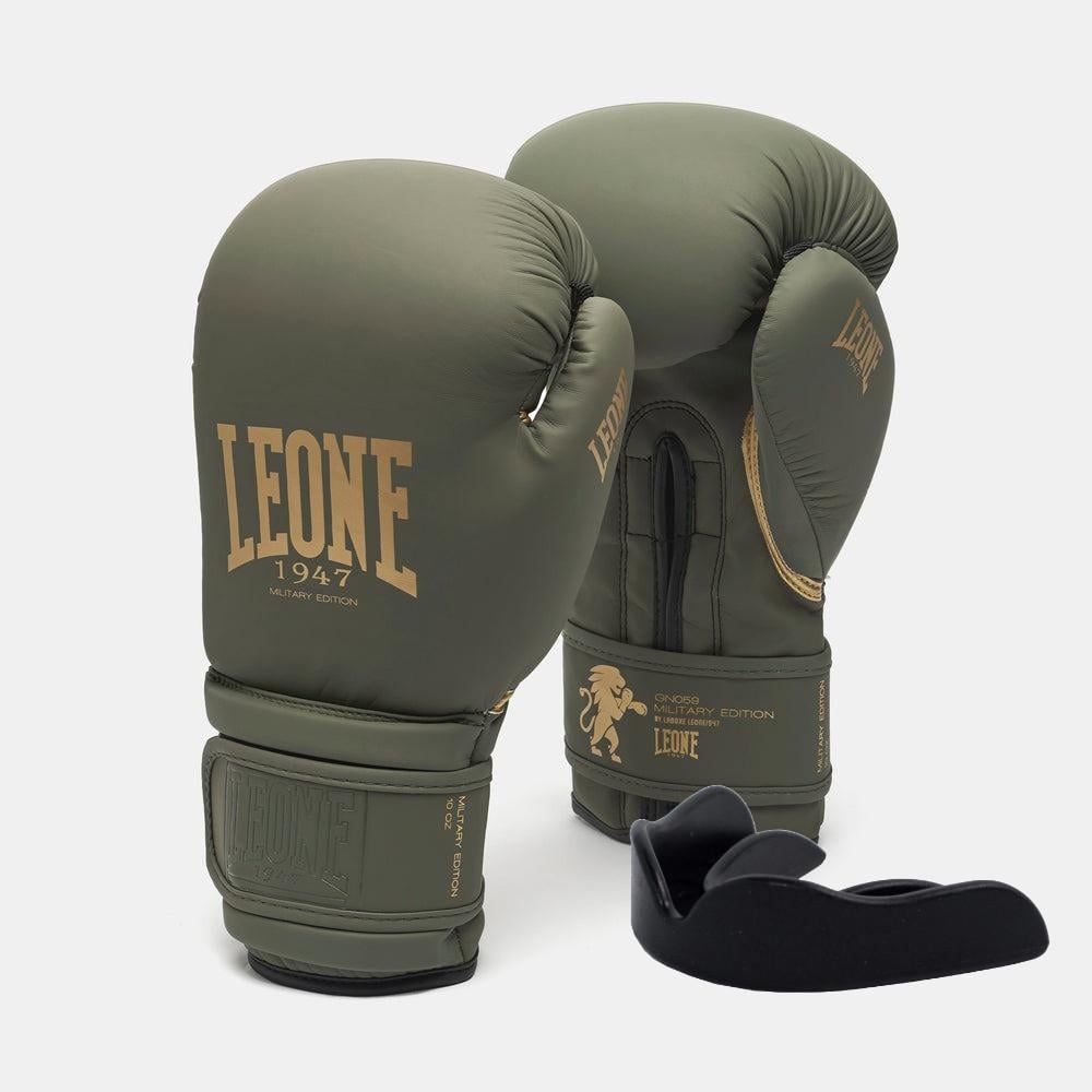 Боксерские перчатки Leone GN059G MILITARY EDITION 12 унций с капой Green (3019812486)