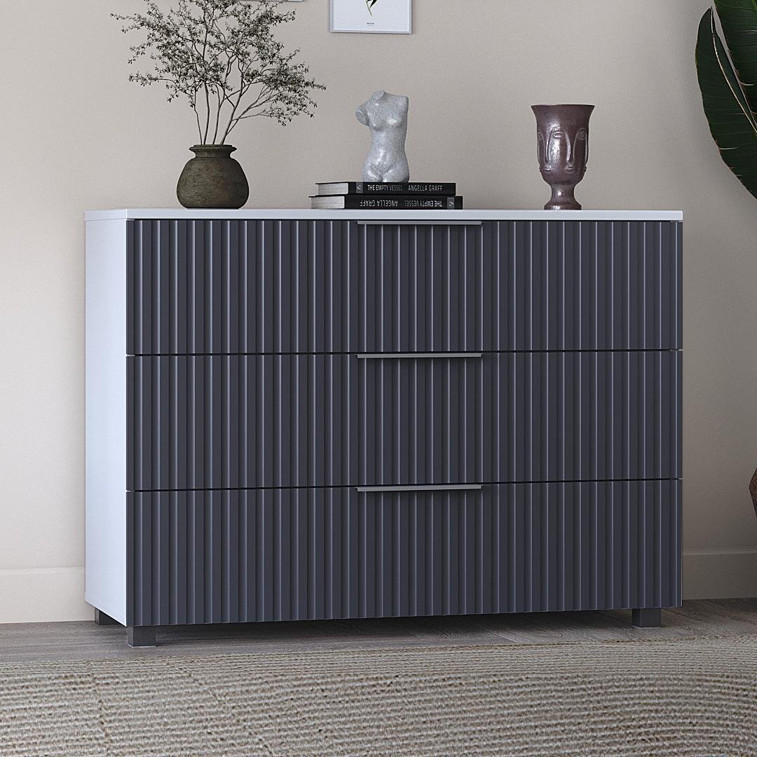 Комод DiPortes Саванна К-30 МДФ 100х76х40 см Белый/Графитовый матовый (00607) - фото 2 Комод DiPortes Саванна К-30 МДФ 100х76х40 см Белый/Графитовый матовый (00607) - фото 2