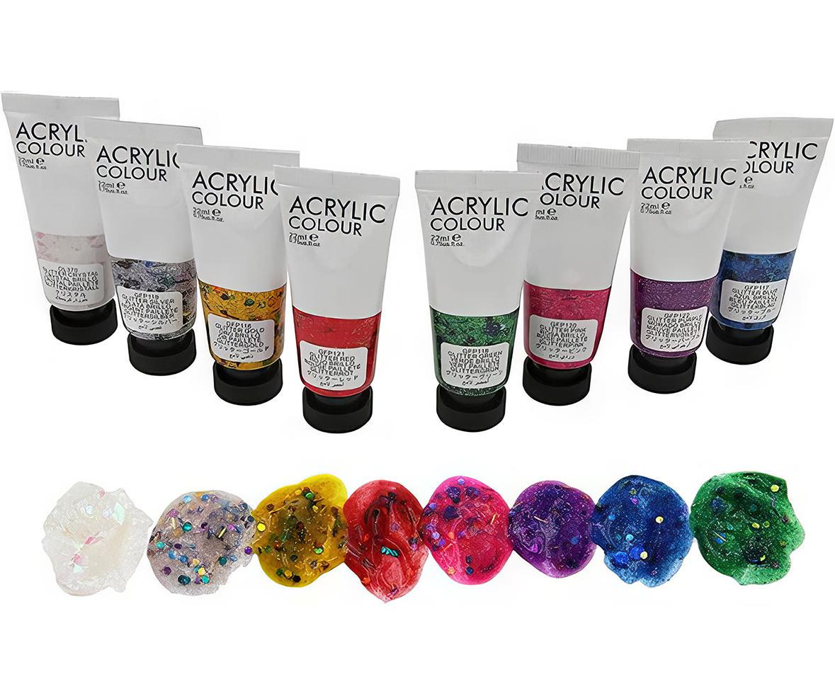 Акриловые краски с блестками для рисования ART RANGERs Acrylic glitter 8 цветов 22 мл (FEA0822-G) - фото 6