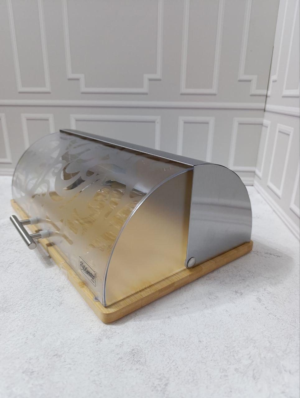 Хлібниця Maestro MR-1670S з дерев'яною основою 39х28х14,5 см (MR-1670S) - фото 3