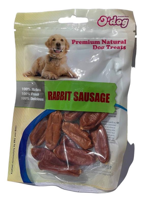 Ласощі для собак O’dog Rabbit Sausage Кролячі сосиски 100 г