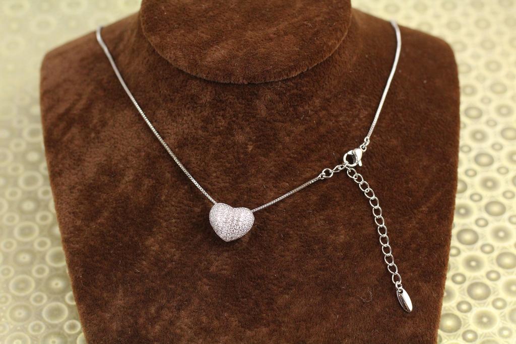 Набір Xuping Jewelry сердечко з камінчиками на ланцюжку 43 см Сріблястий (31401493)