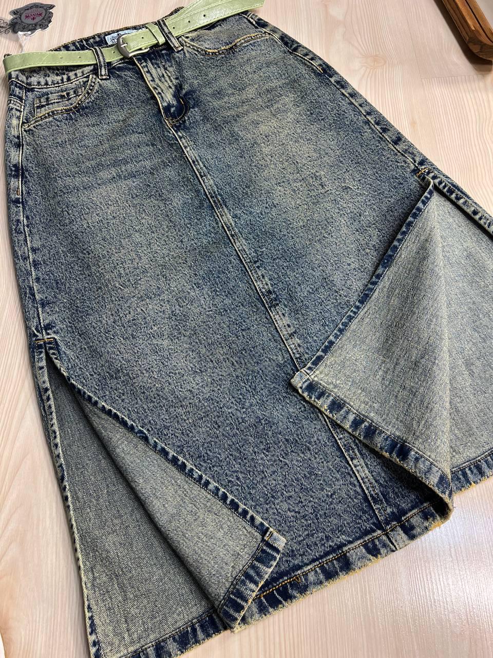 Спідниця жіноча джинсова ZJY 68005 довжина нижче коліна бічні розрізи р. 34 Синій/Зелений (3810) - фото 2 Спідниця жіноча джинсова ZJY 68005 довжина нижче коліна бічні розрізи р. 34 Синій/Зелений (3810) - фото 2