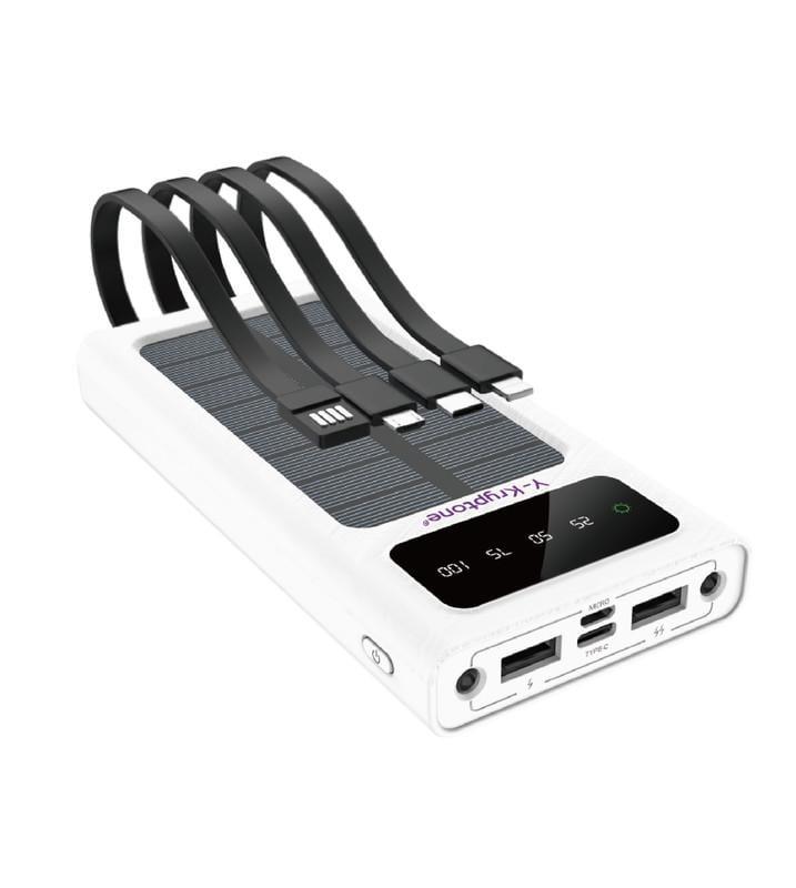 Повербанк Y-Kryptone S-01 SOLAR CHARGE LED Light 10000 mAh CABLE in White (YK-S01SLC-WH)