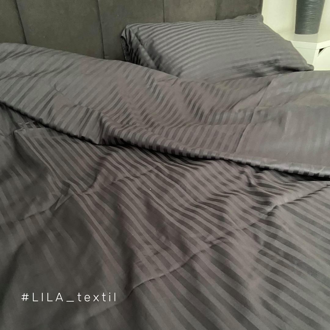 Комплект постільної білизни LILA Textil Home з преміум страйп-сатина полуторний Графітовий (11326075) - фото 2