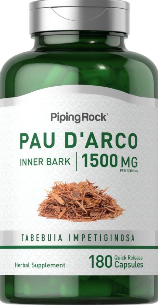 Кора муравьиного дерева Piping Rock Pau d'Arco Inner Bark 1500 mg 180 Capsules