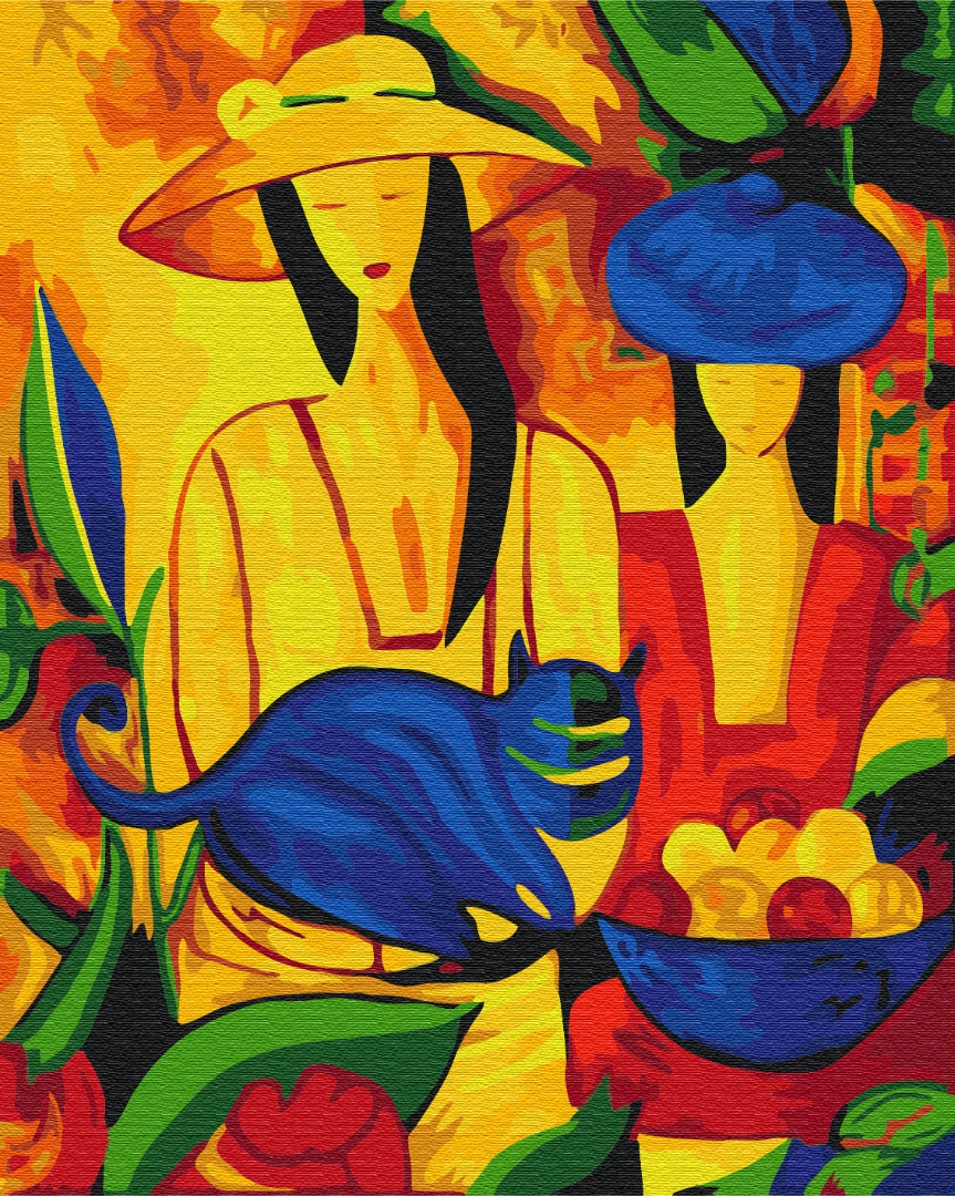 Картина по номерам Brushme Портрет женщин с котом 40x50 см (BS51985)