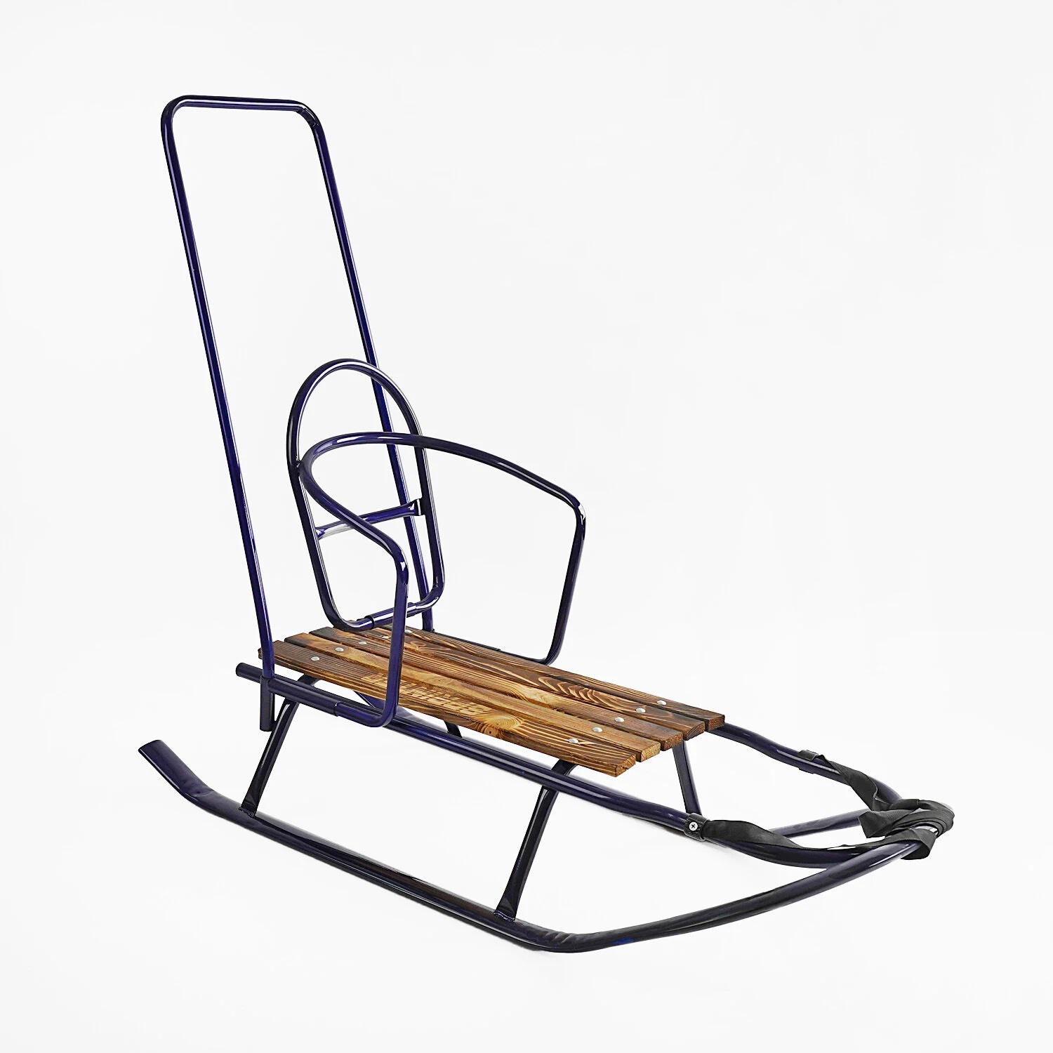 Сани плоские спинка/ручка-толкатель Blue (142739)