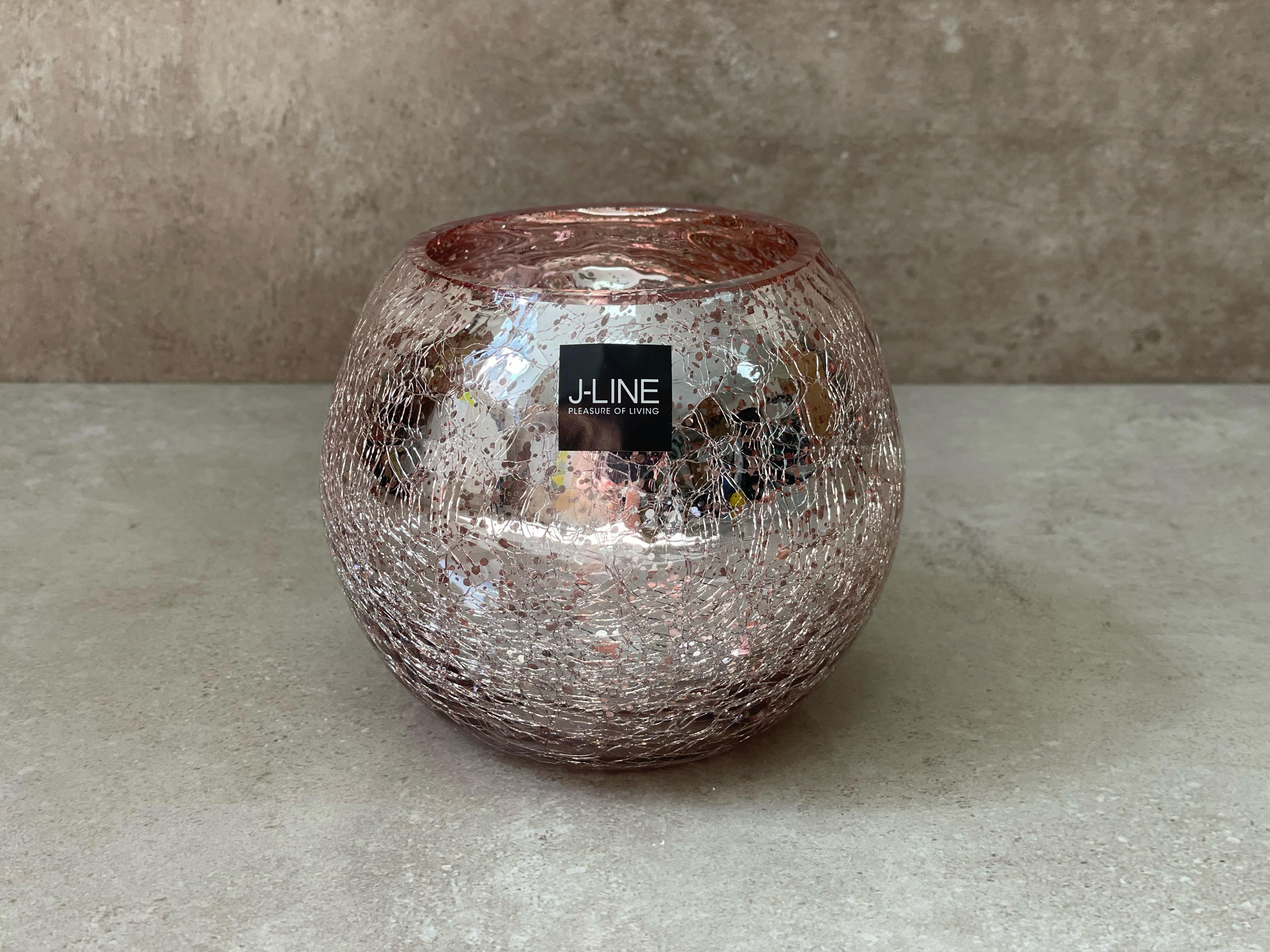 Подсвечник с эффектом разбитого стекла J-LINE 15х15 см Розовый