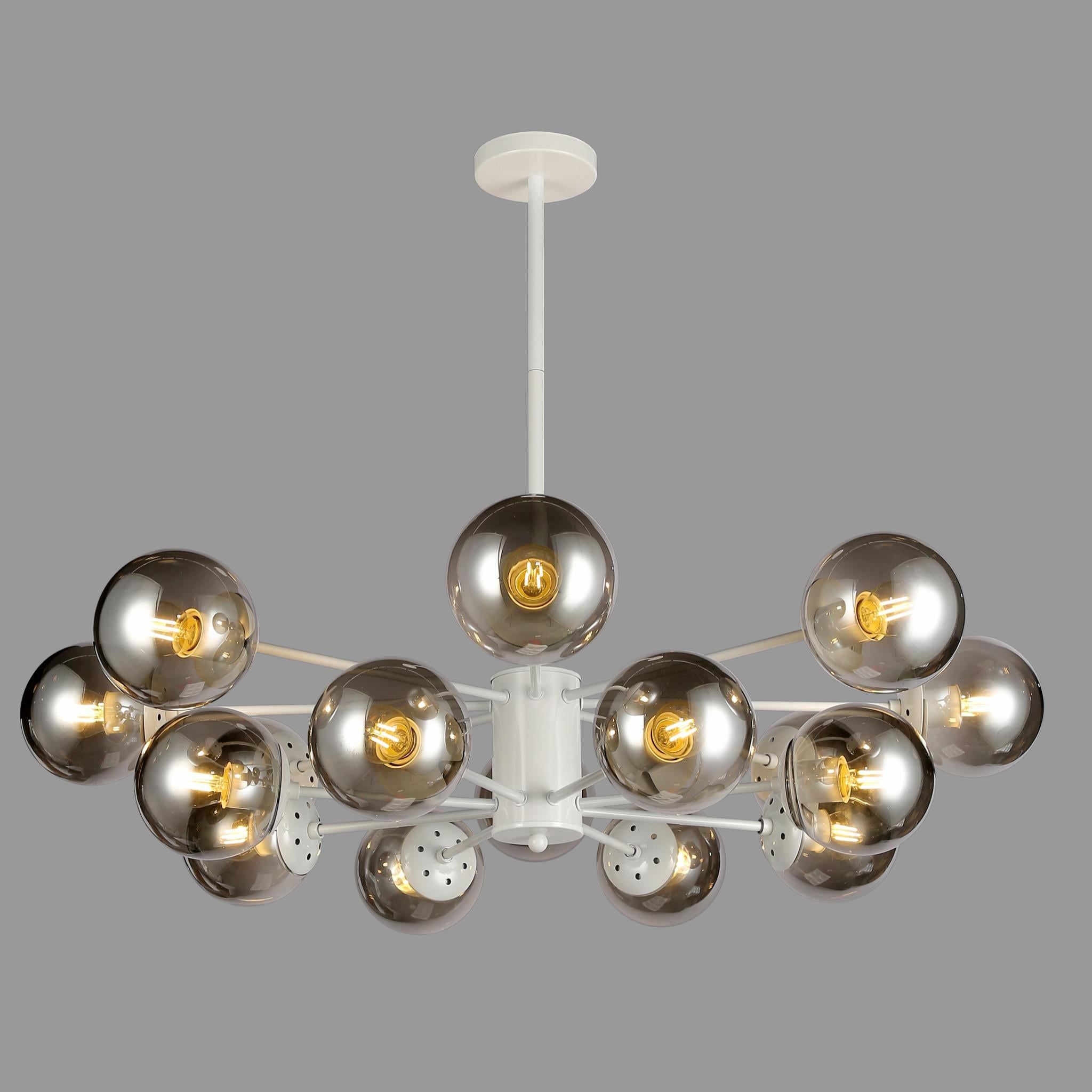 Люстра Molecule на 16 ламп с графитовыми плафонами Белый