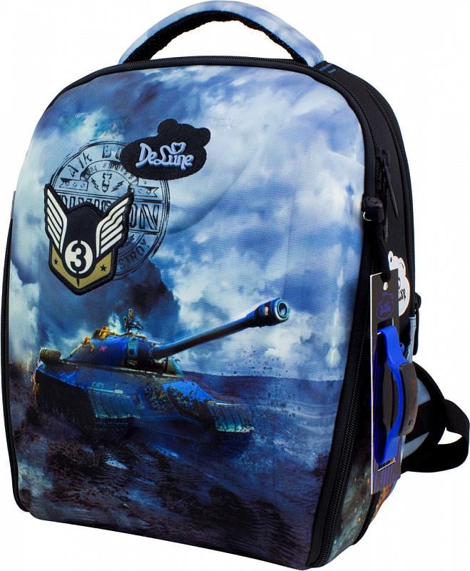 Школьный ранец DeLune 27х16х35 см Черно-синий (7mini-020)
