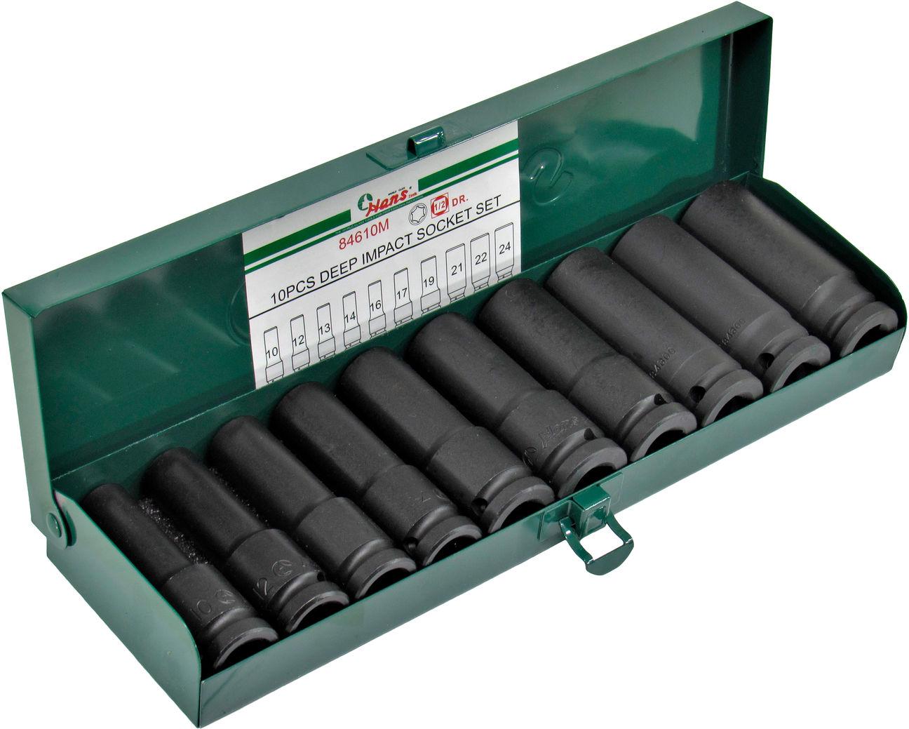 Набор торцевых головок ударные Hans 10 шт. 1/2 10-24 мм (84610M)