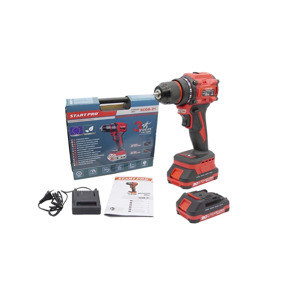 Шуруповерт акумуляторний START PRO SCD8-21 акумулятор 2 А/год 6435 2 шт. та зарядне (6388)