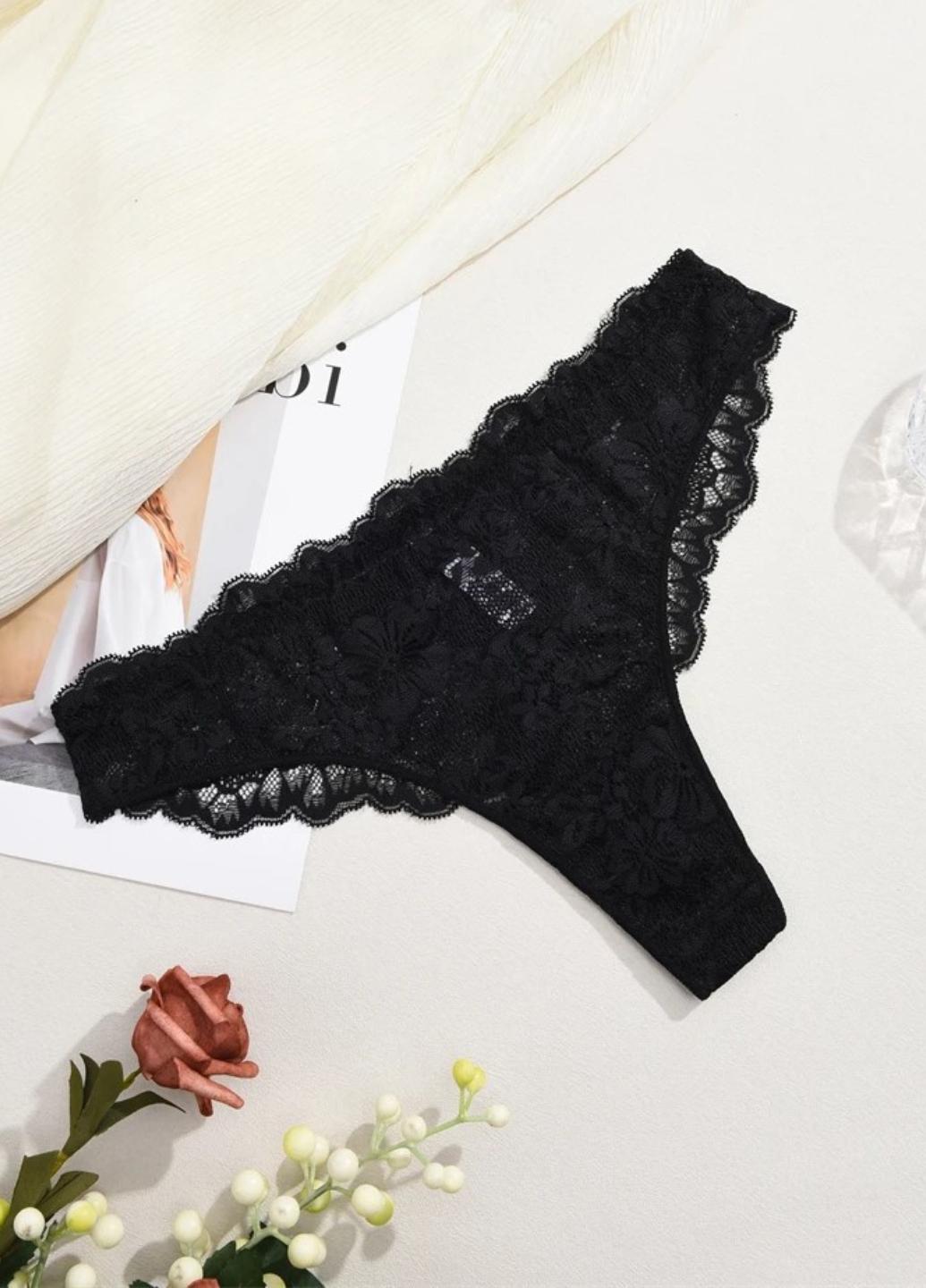 Трусики стринги женские кружевные Wonderful Butterfly L Черный (1991-46-03) - фото 4