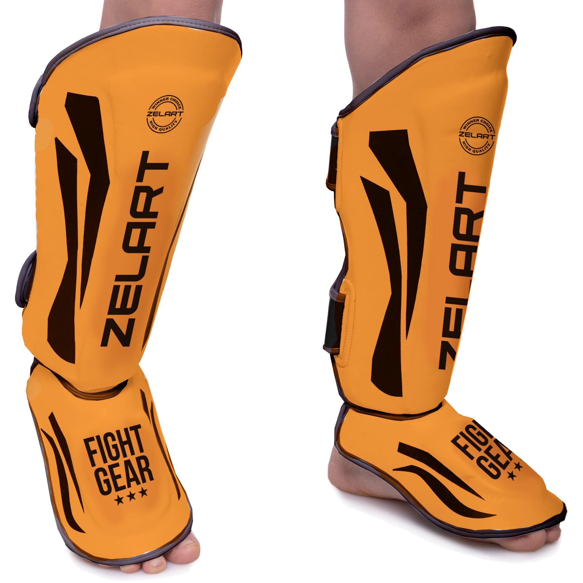 Защита голени и стопы для единоборств Zelart BO-7042 S Оранжевый