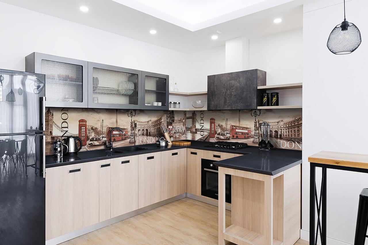 Кухонный фартук Лондонская площадь из самоклеющейся виниловой пленки 65х250 см Бежевый