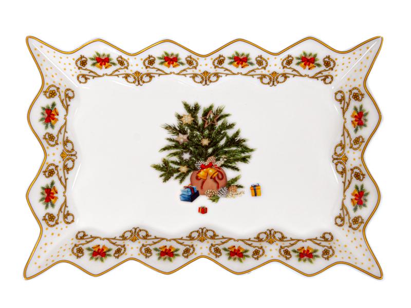 Блюдо новорічне Modern classic порцелянове прямокутне 25 см (985-162)