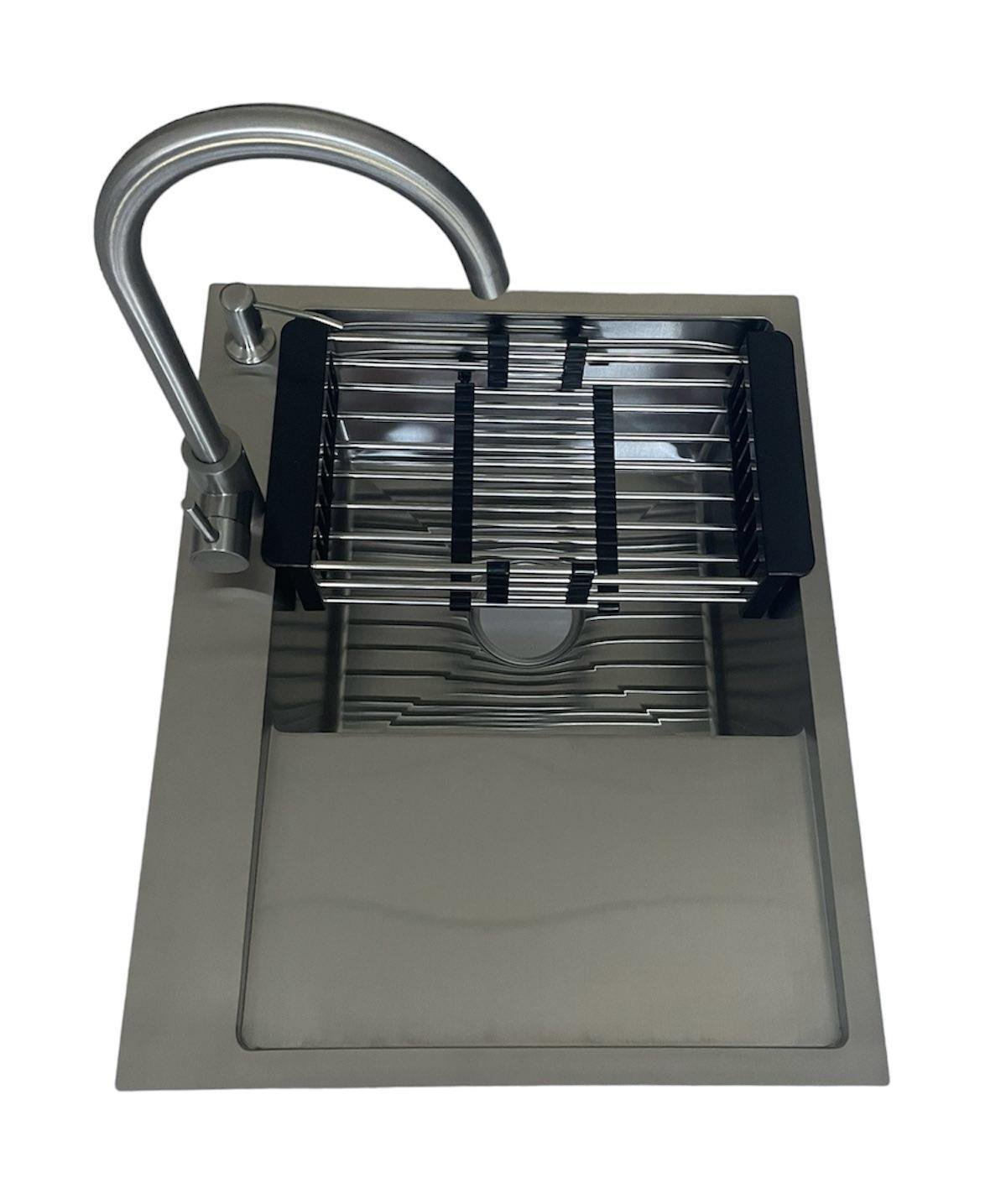 Мийка кухонна Lidz H6350R права вбудована 3/1 мм Brush та змішувач Lidz Aria 015F (45558,21689)