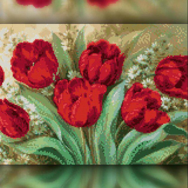 Алмазная мозаика на подрамнике The Wortex Diamonds Яркие тюльпаны 40x50 см (TWD10061L+P)
