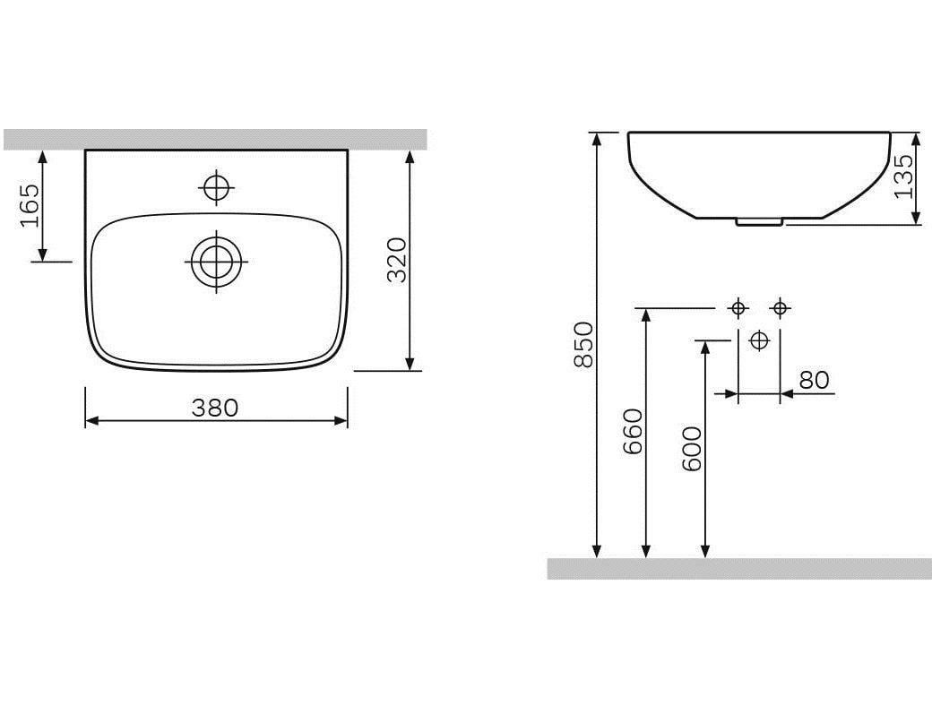 Умывальник подвесной AM.PM Inspire C504811WH 380x320x135 мм Белый (130030) - фото 2 Умывальник подвесной AM.PM Inspire C504811WH 380x320x135 мм Белый (130030) - фото 2